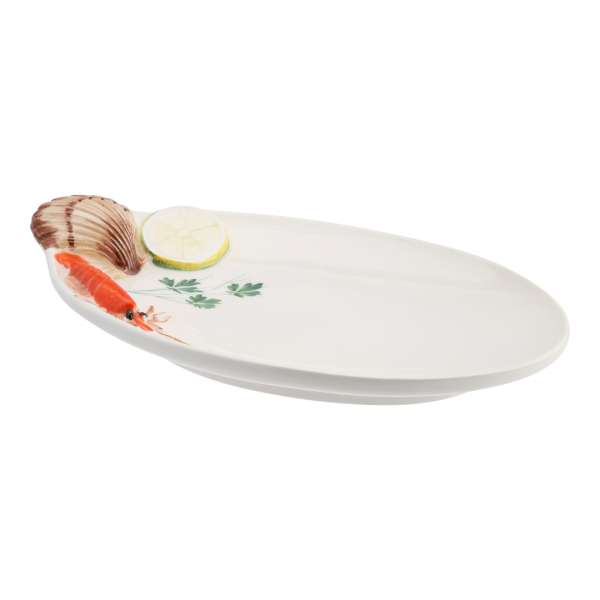 Italiensk fajance Skaldyr Fad 29*18cm