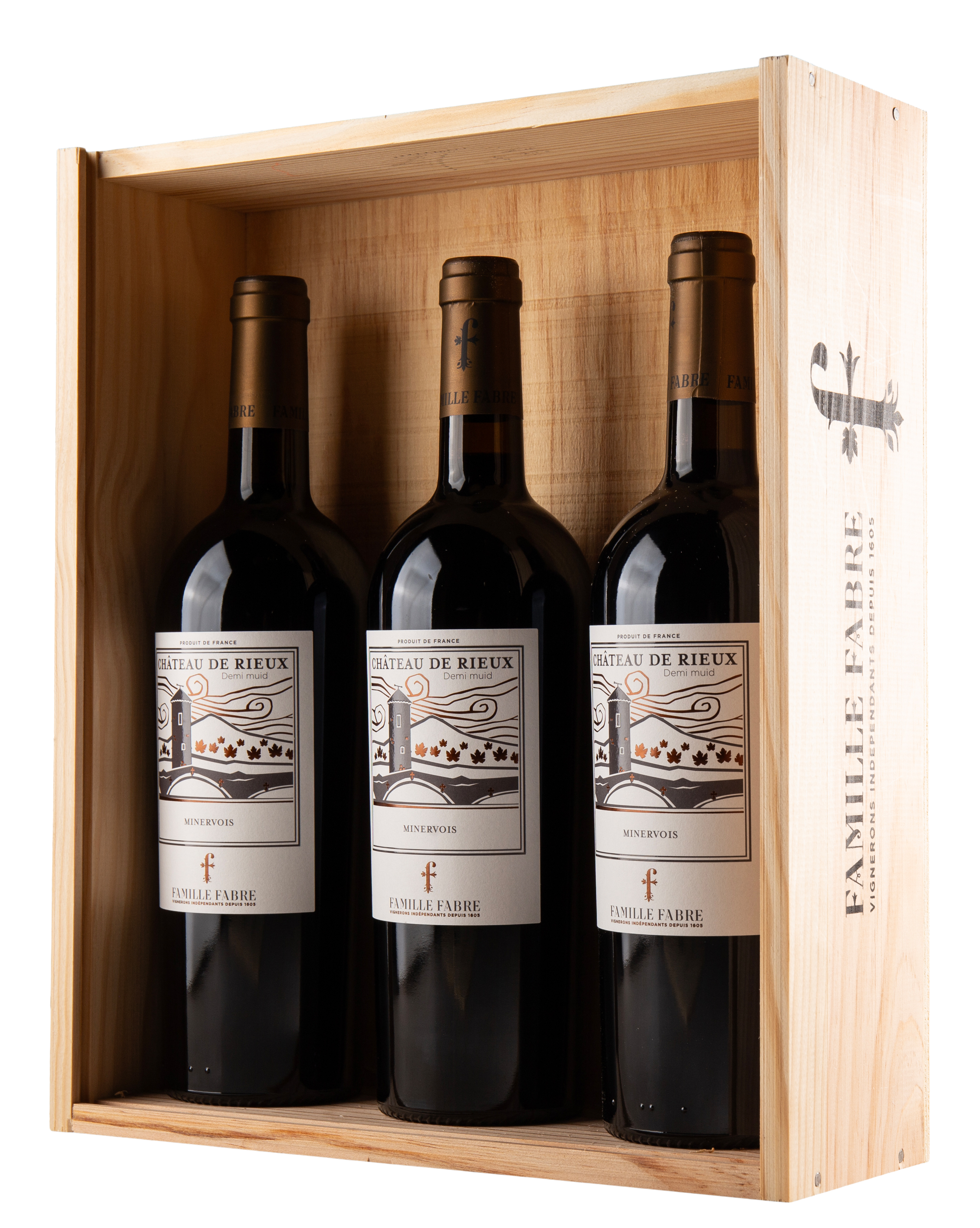 2022 Château de Rieux Demi-Muid, AOP i trækasse med 3 flasker, 3x75 cl