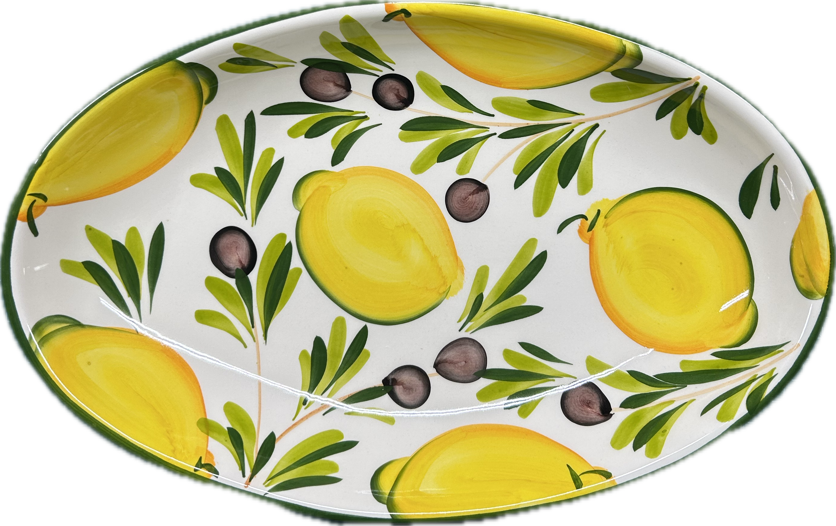 Italiensk fajance Oliven og Citron Fad 38*24 cm