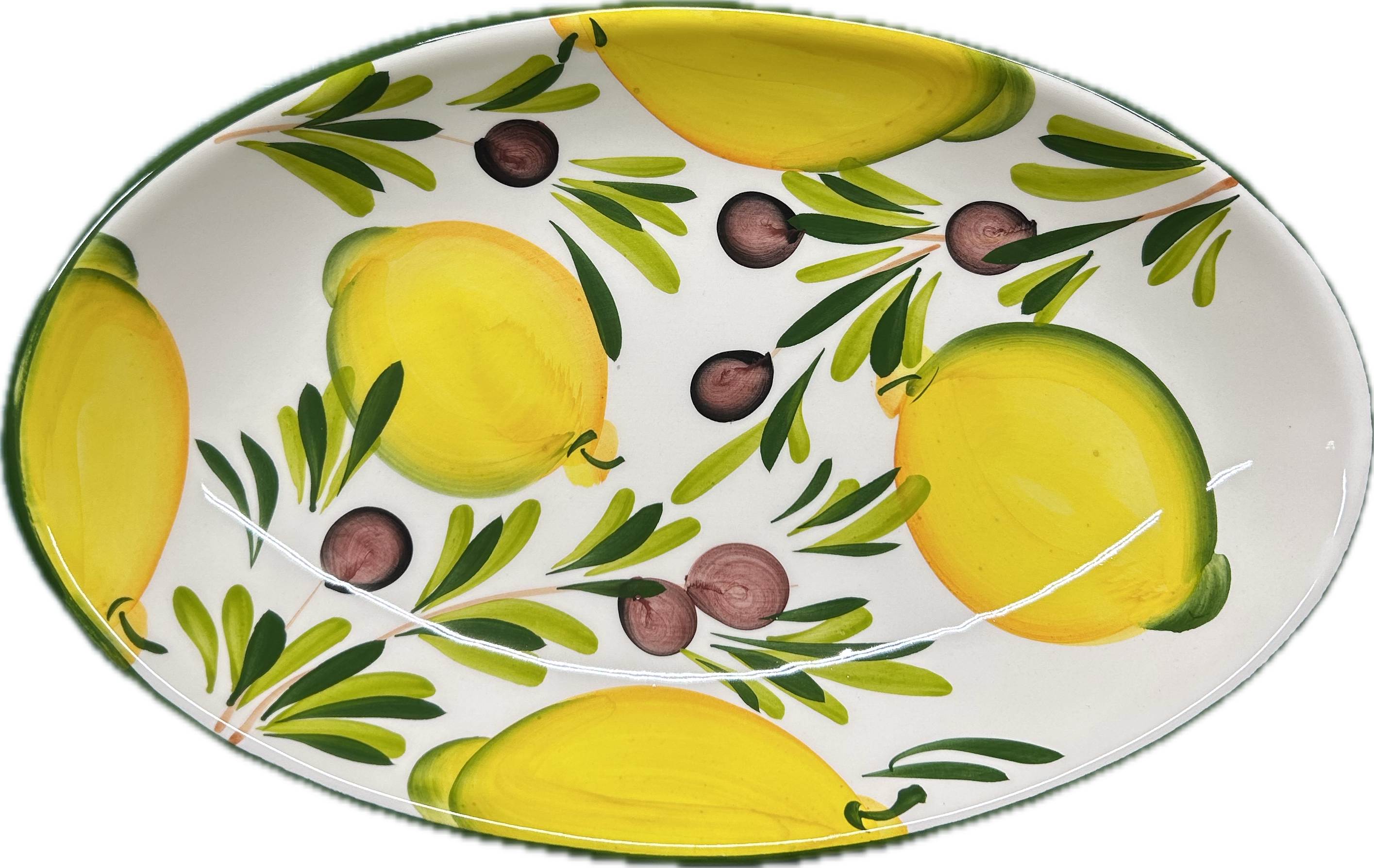 Italiensk fajance Oliven og Citron Fad 33,5*21