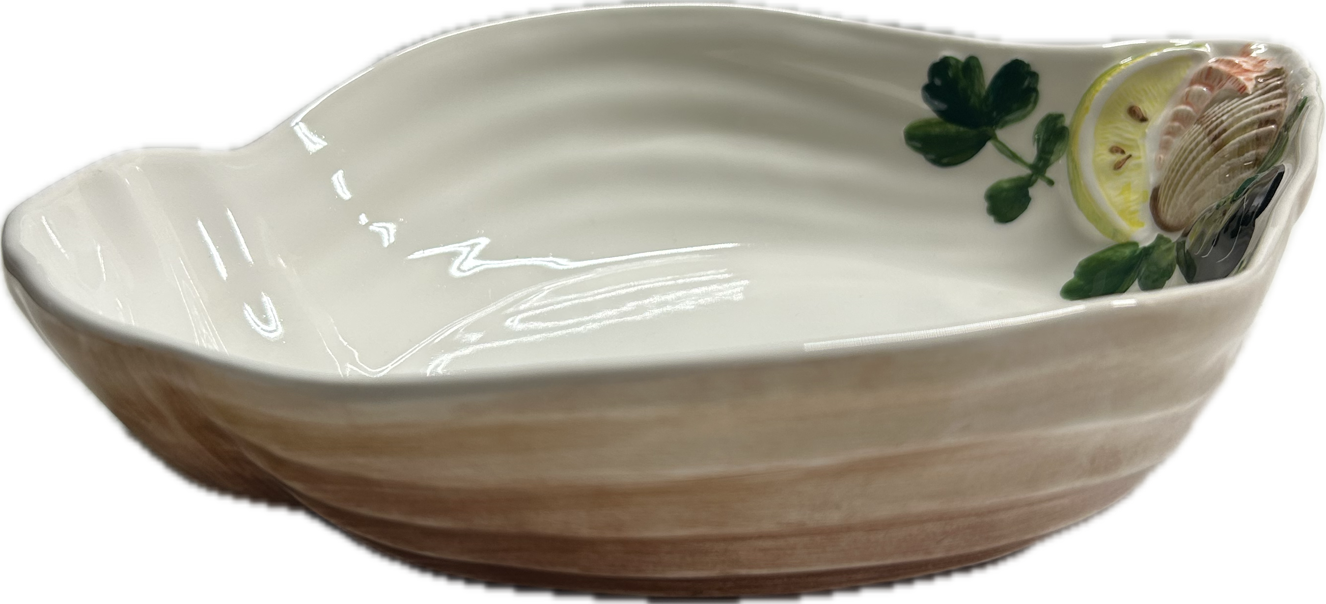 Italiensk fajance Skaldyr Konkylie Skål 29*16 cm