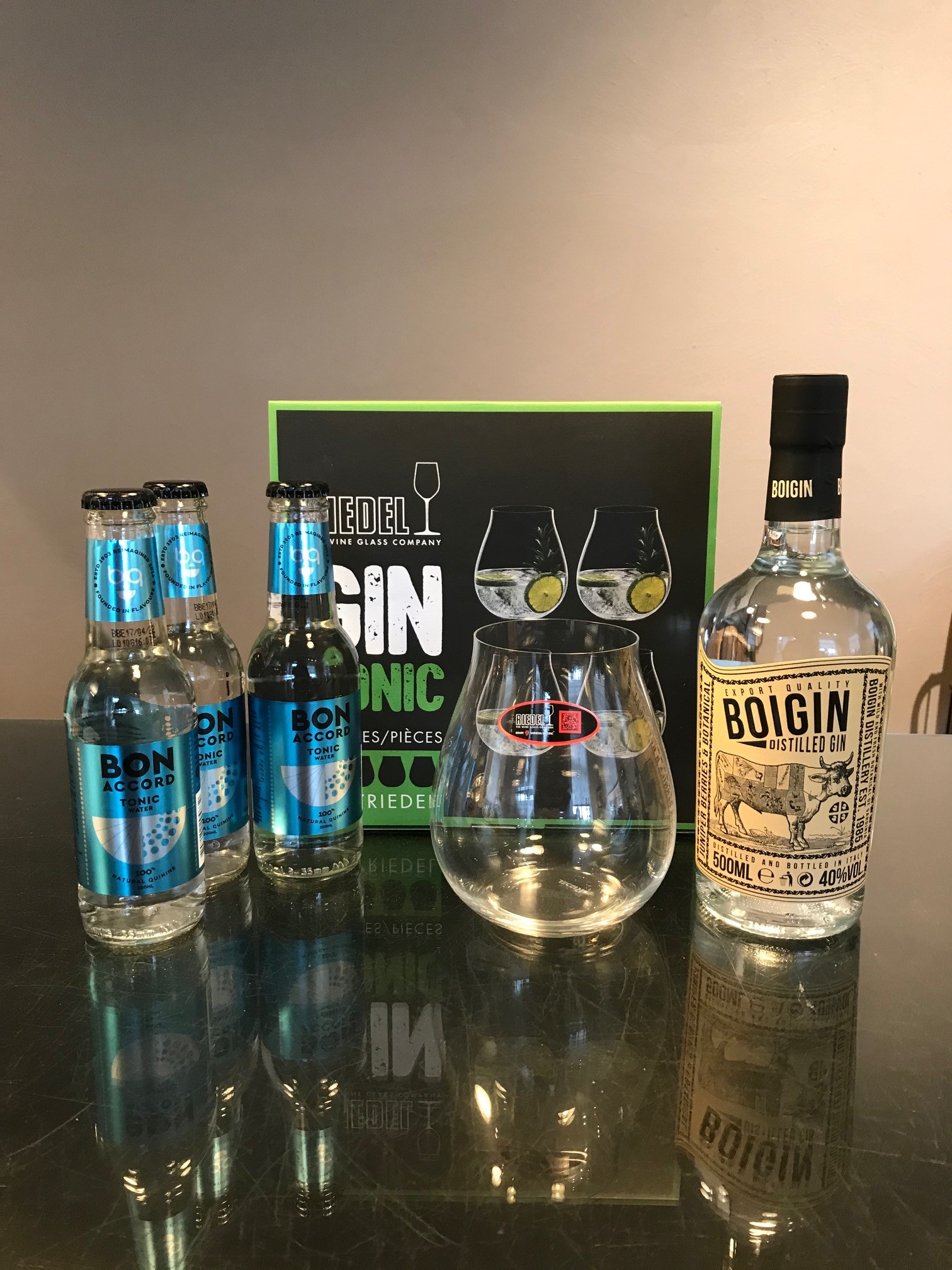 Gin gaven - 4 Riedel Gin glas med Boigin og tonic