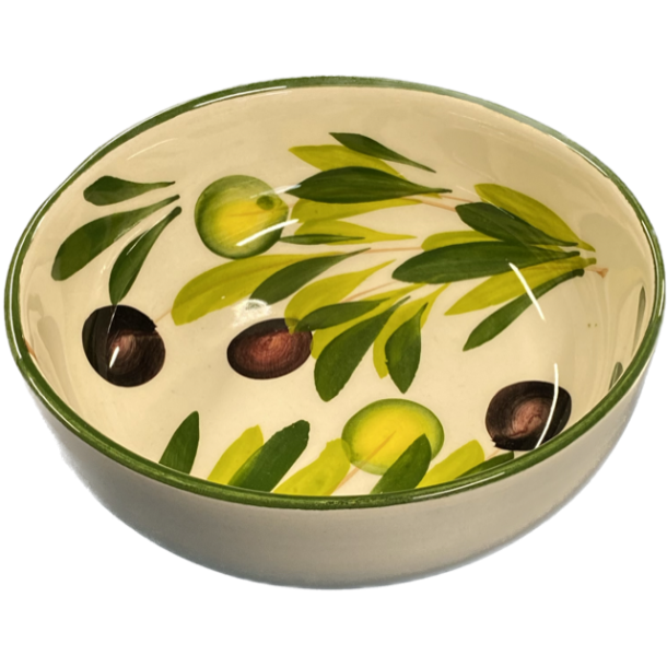 Italiensk fajance Oliven Sk�l �:13cm