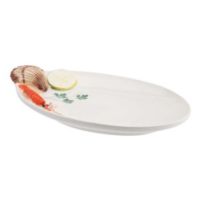 Italiensk fajance Skaldyr Fad 29*18cm