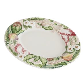 Italiensk fajance Grntsager og hvidlg Fad 50*40cm