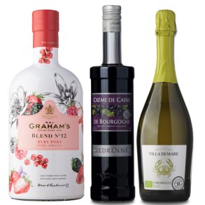 Cocktail pakke med Graham's blend No. 12, Prosecco og Creme de Cassis