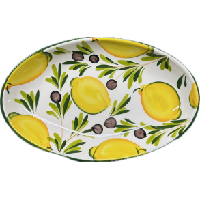 Italiensk fajance Oliven og Citron Fad 38*24 cm