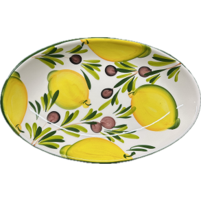 Italiensk fajance Oliven og Citron Fad 33,5*21