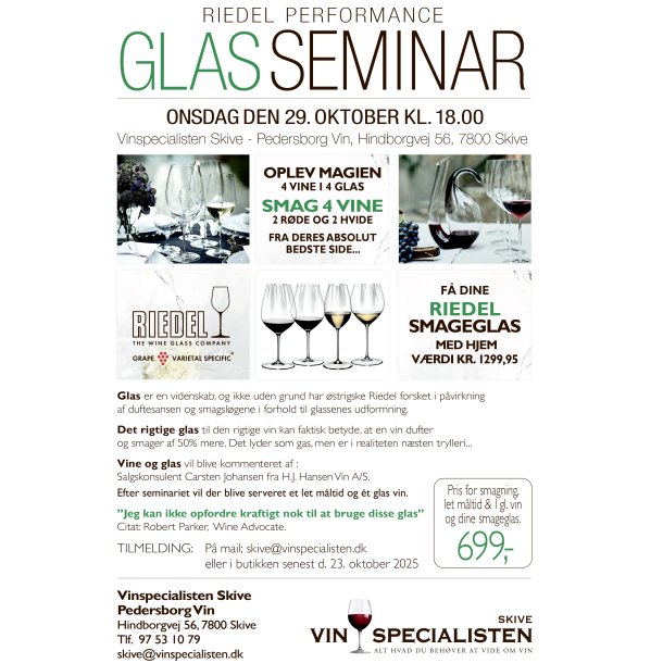 Glassmagning med Riedel Performance vinglas - 29. oktober 2025 kl. 18.00