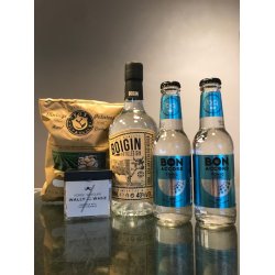 1 fl. Boigin, 2 fl. Bon Accord Tonic, luksus vingummi og chips