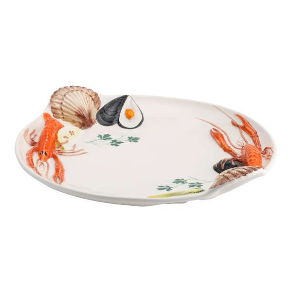 Italiensk fajance Skaldyr Fad Ø45cm