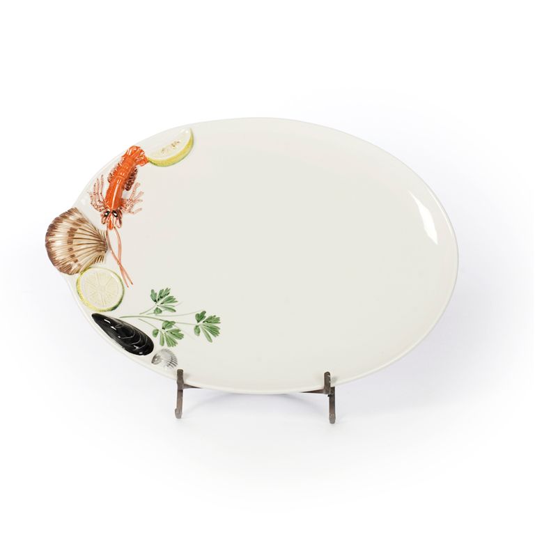 Italiensk fajance Skaldyr Fad 43*28cm